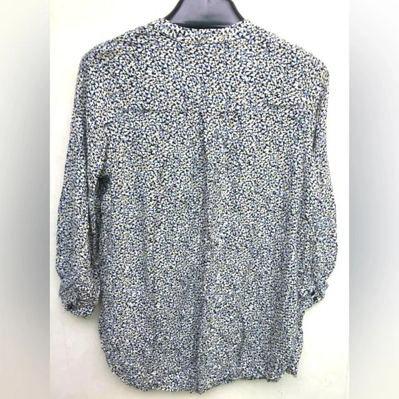 H&M tunic long sleeve blue and yellow pattern top - Picture 2 of 6